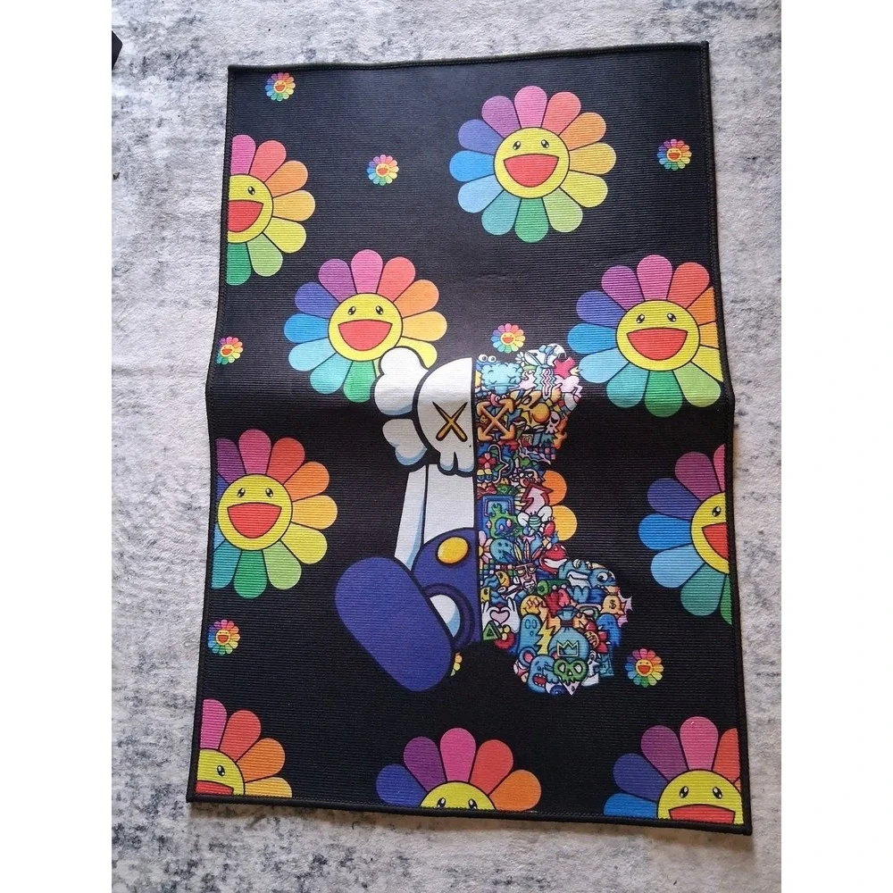 Takashi Mirakami X‎ Kaws Print Area Rug Mat Super Soft Non Slip Custom